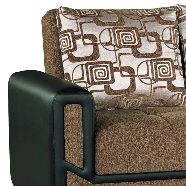 90" Brown Chenille Convertible Futon Sleeper Sofa And Toss Pillows With Storage