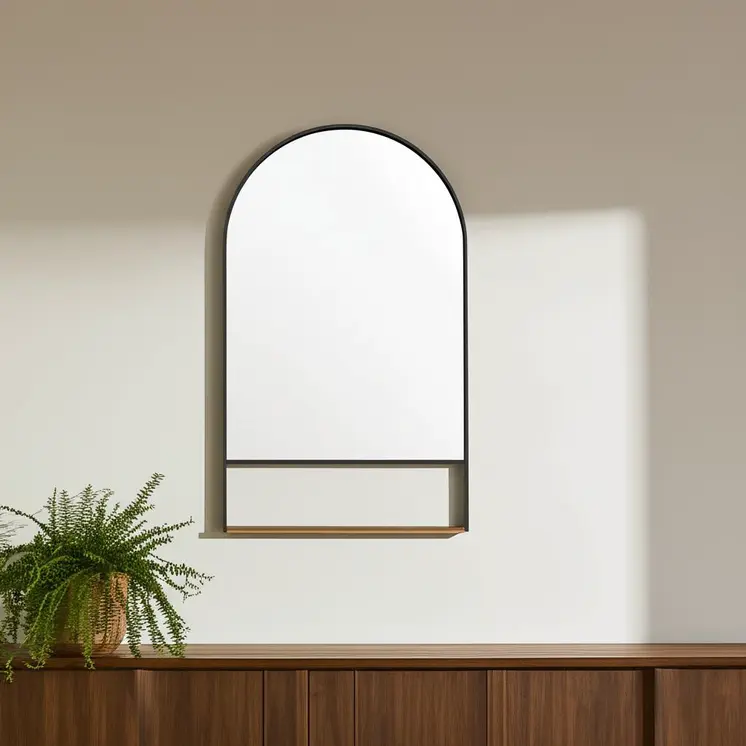 40" Black Metal Arch Accent Mirror