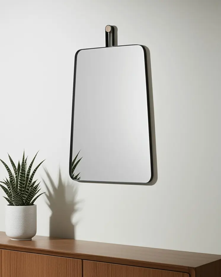 36" Black Metal Accent Mirror