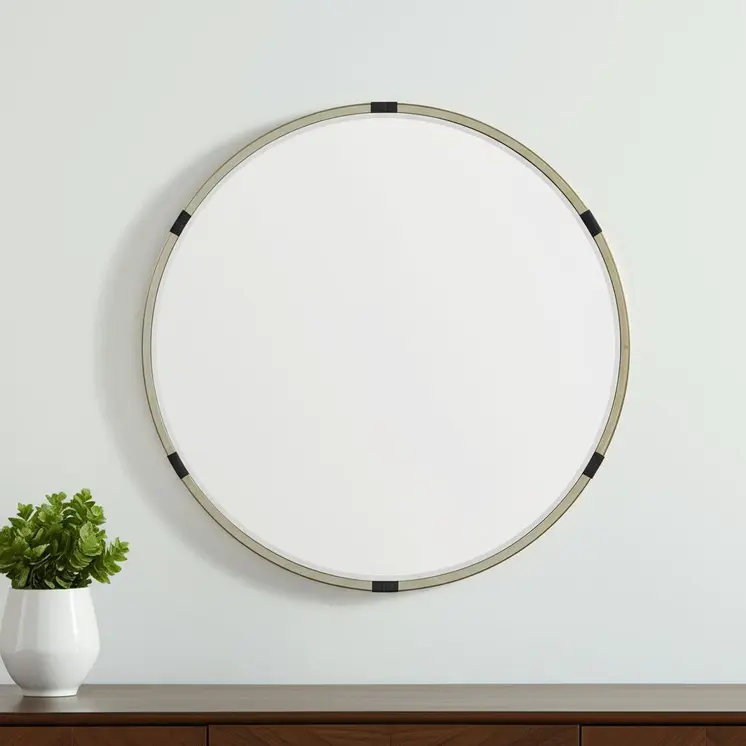 29" Gold Metal Round Accent Mirror