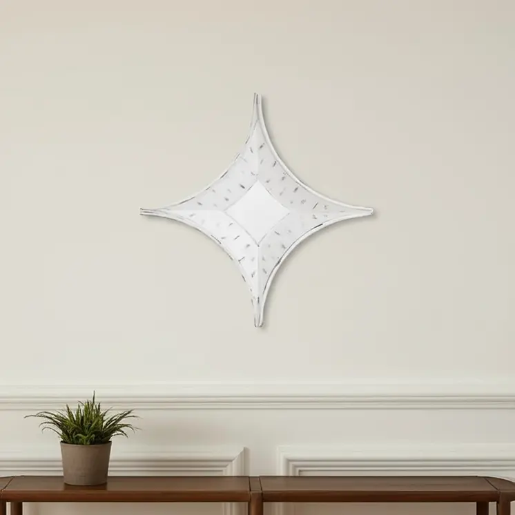 17" White Solid Wood Novelty Accent Mirror
