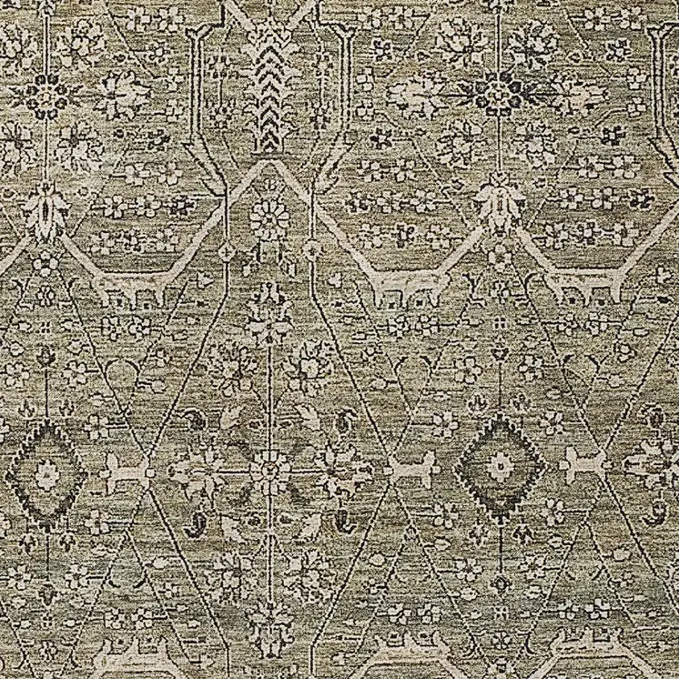3' X 5' Khaki Floral Washable Indoor Outdoor Area Rug