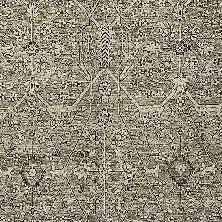 8' X 10' Khaki Floral Washable Indoor Outdoor Area Rug