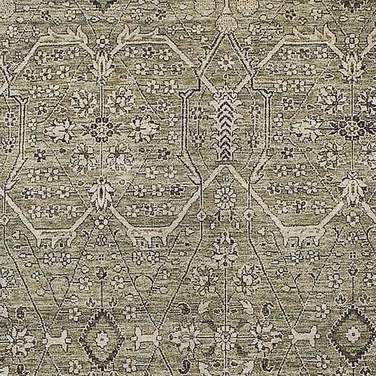9' X 12' Khaki Floral Washable Indoor Outdoor Area Rug