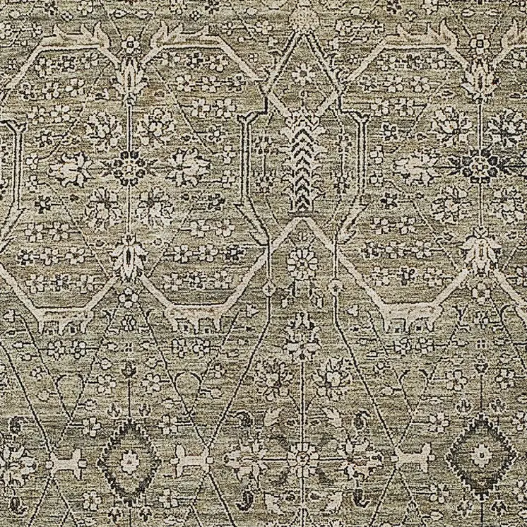 10' X 14' Khaki Floral Washable Indoor Outdoor Area Rug