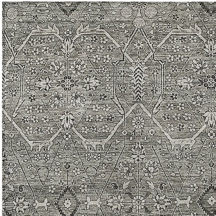 8' X 10' Pewter Floral Washable Indoor Outdoor Area Rug