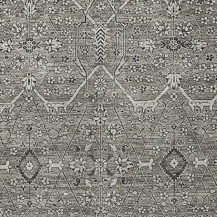 9' X 12' Pewter Floral Washable Indoor Outdoor Area Rug