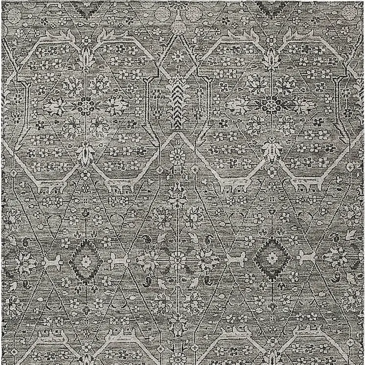 10' X 14' Pewter Floral Washable Indoor Outdoor Area Rug
