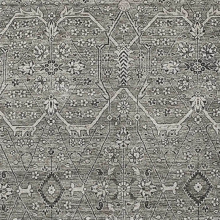 10' X 14' Pewter Floral Washable Indoor Outdoor Area Rug