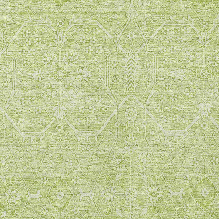 3' X 5' Mint Green Floral Washable Indoor Outdoor Area Rug
