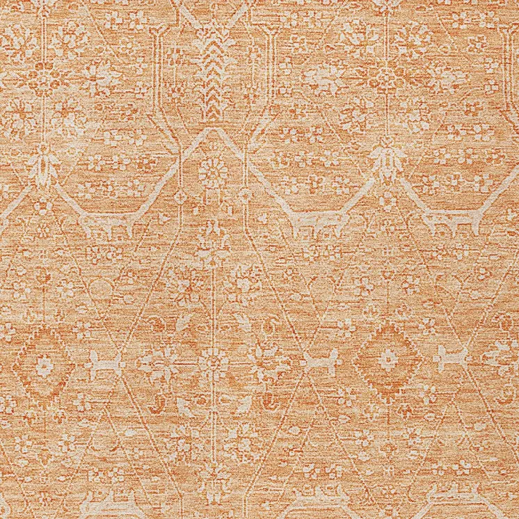 3' X 5' Salmon Floral Washable Indoor Outdoor Area Rug