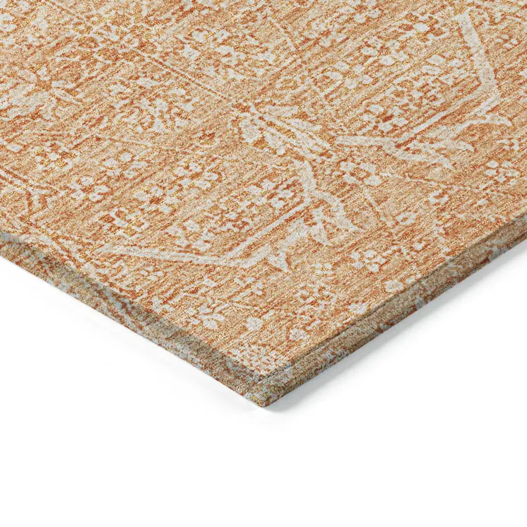 3' X 5' Salmon Floral Washable Indoor Outdoor Area Rug