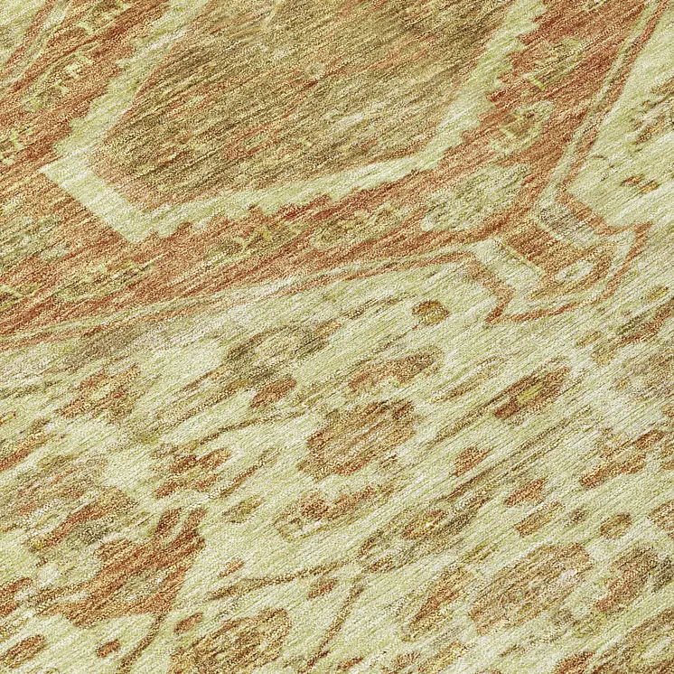 8' Beige Round Medallion Washable Indoor Outdoor Area Rug
