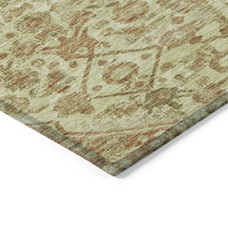 10' X 14' Beige Medallion Washable Indoor Outdoor Area Rug
