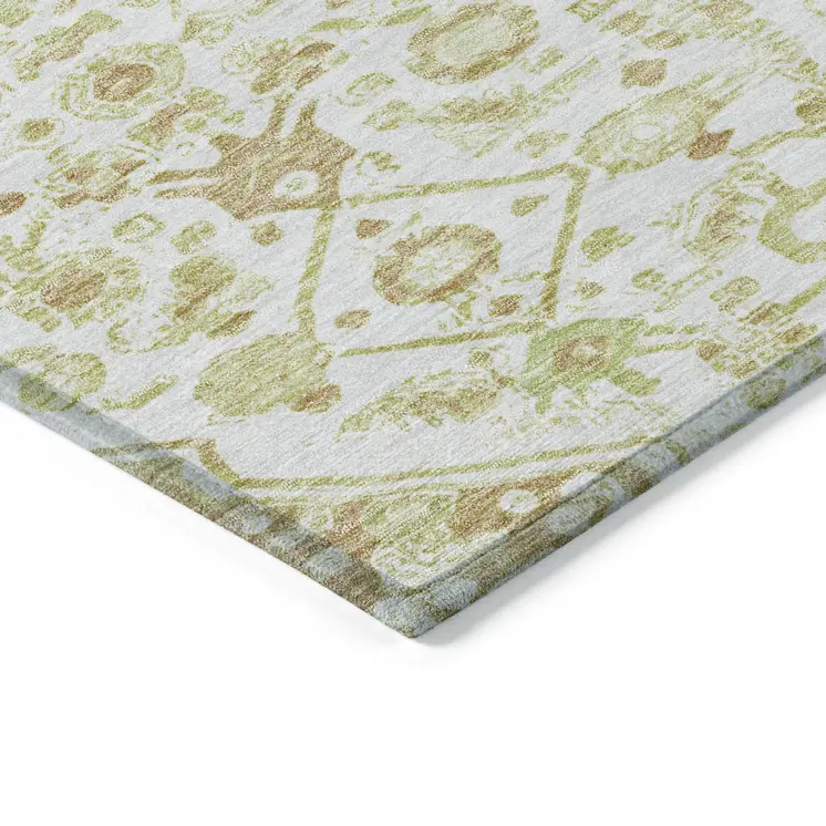 8' Ivory Round Medallion Washable Indoor Outdoor Area Rug