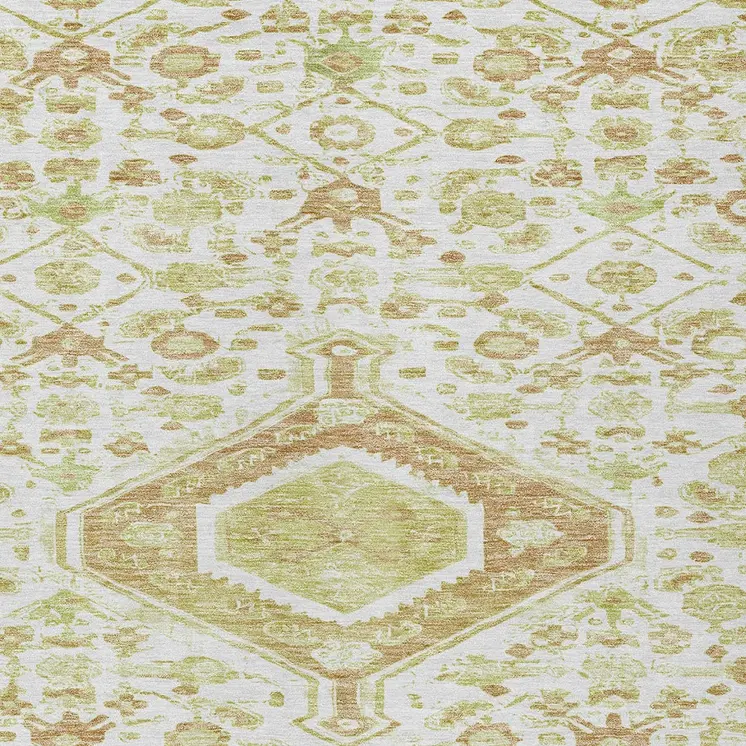 10' X 14' Ivory Medallion Washable Indoor Outdoor Area Rug
