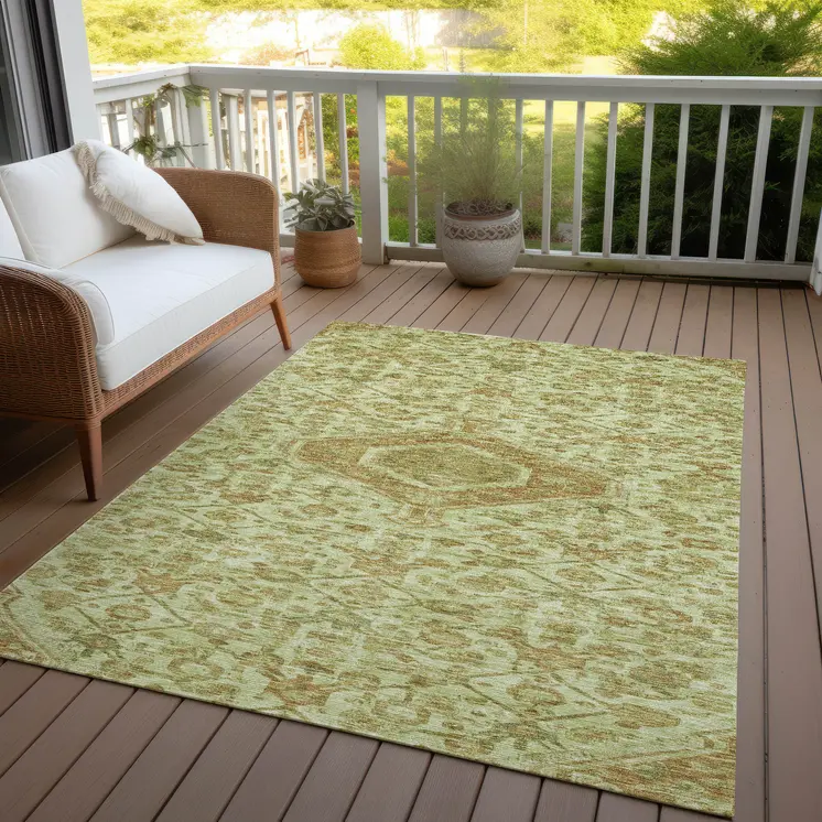 3' X 5' Sage Medallion Washable Indoor Outdoor Area Rug