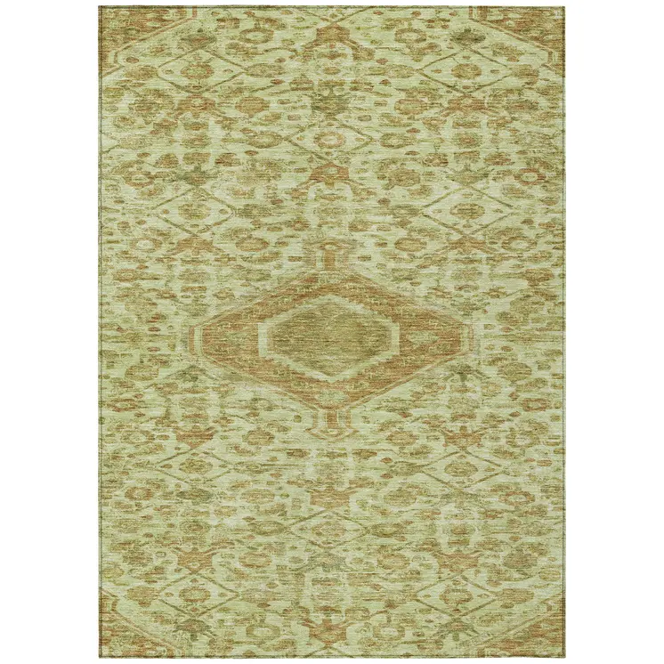 3' X 5' Sage Medallion Washable Indoor Outdoor Area Rug