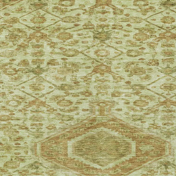 5' X 8' Sage Medallion Washable Indoor Outdoor Area Rug