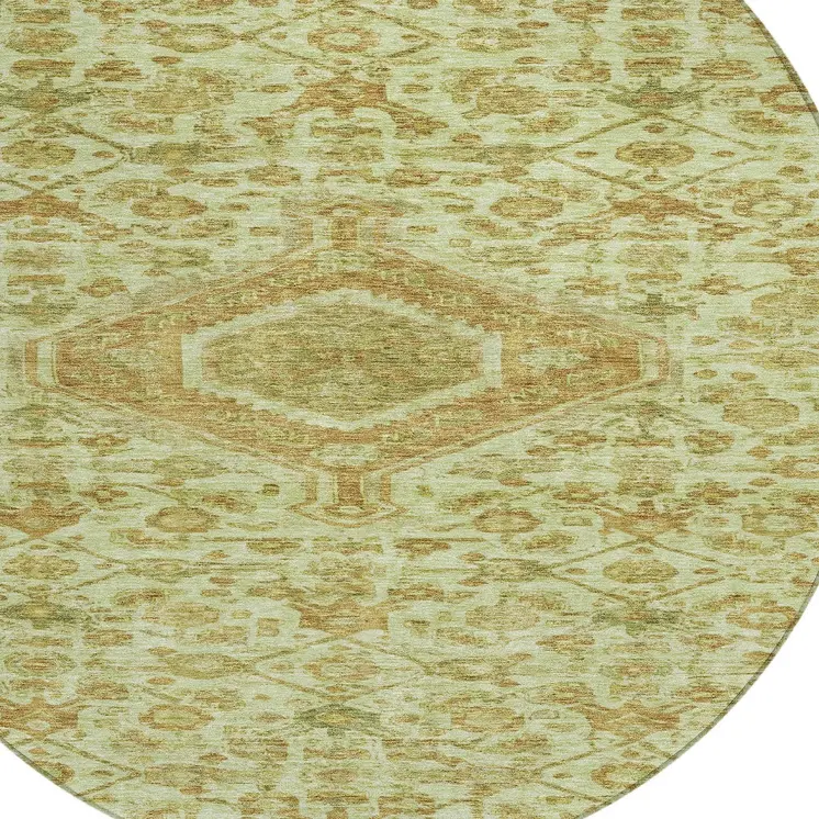 8' Sage Round Medallion Washable Indoor Outdoor Area Rug