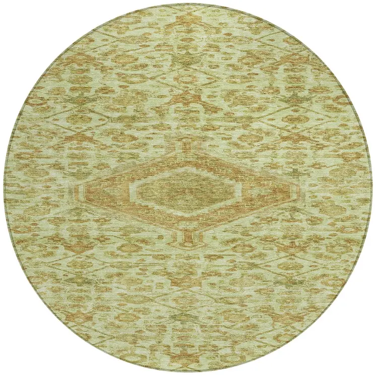 8' Sage Round Medallion Washable Indoor Outdoor Area Rug