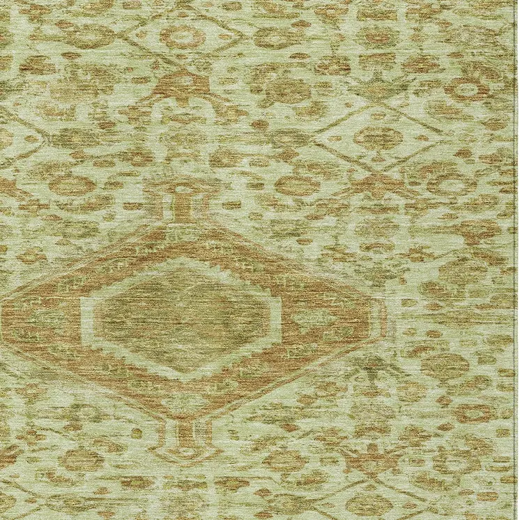 9' X 12' Sage Medallion Washable Indoor Outdoor Area Rug