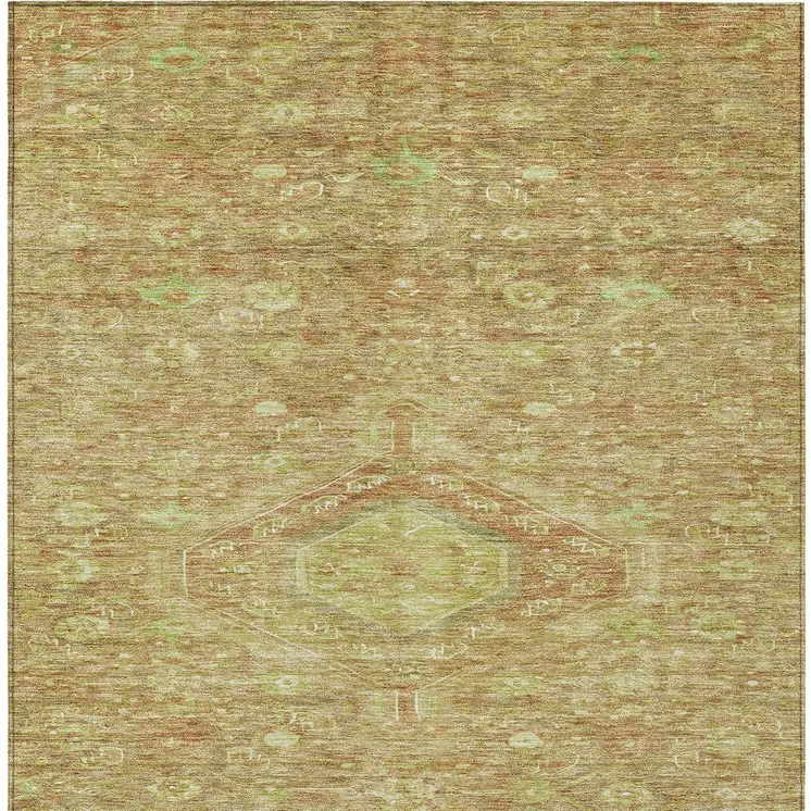 5' X 8' Terra Cotta Medallion Washable Indoor Outdoor Area Rug