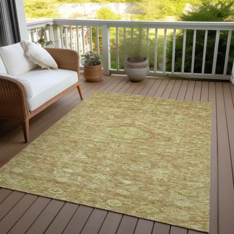 5' X 8' Terra Cotta Medallion Washable Indoor Outdoor Area Rug
