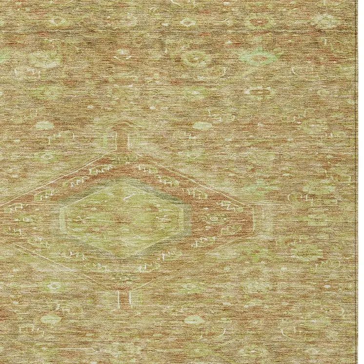 5' X 8' Terra Cotta Medallion Washable Indoor Outdoor Area Rug