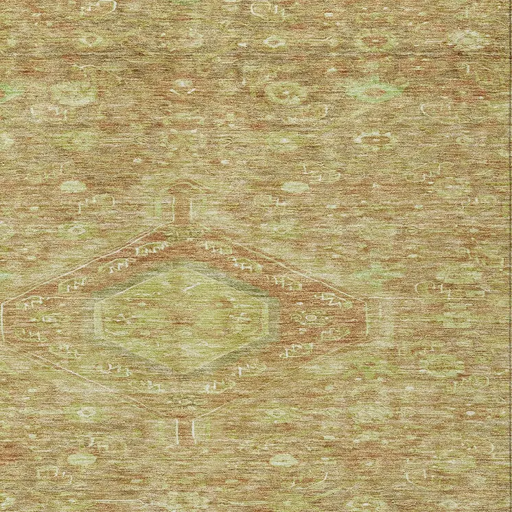 8' X 10' Terra Cotta Medallion Washable Indoor Outdoor Area Rug