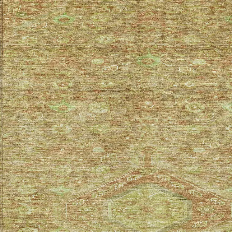 10' X 14' Terra Cotta Medallion Washable Indoor Outdoor Area Rug