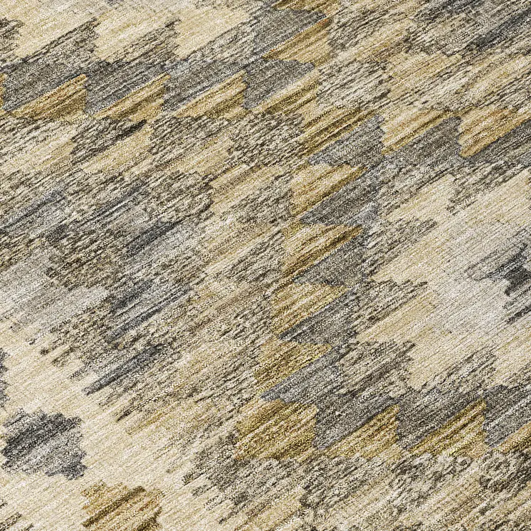 8' Beige Round Geometric Washable Indoor Outdoor Area Rug
