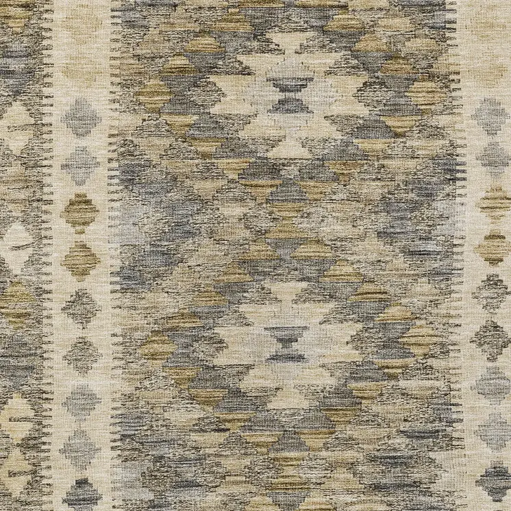 8' X 10' Beige Geometric Washable Indoor Outdoor Area Rug