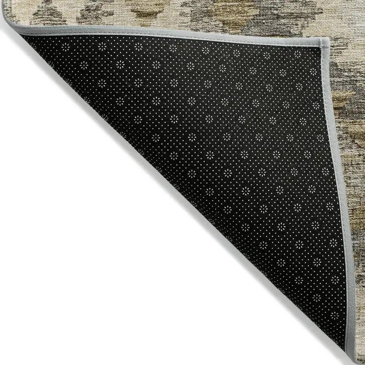 10' X 14' Beige Geometric Washable Indoor Outdoor Area Rug