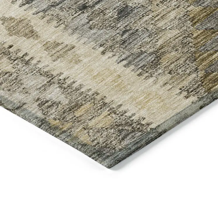 10' X 14' Beige Geometric Washable Indoor Outdoor Area Rug