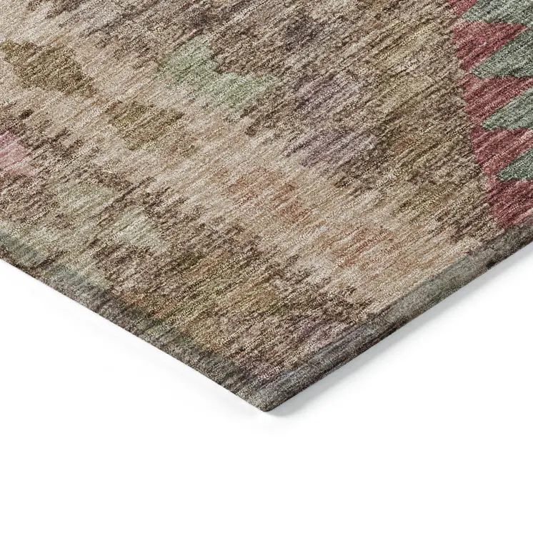 5' X 8' Brown Geometric Washable Indoor Outdoor Area Rug