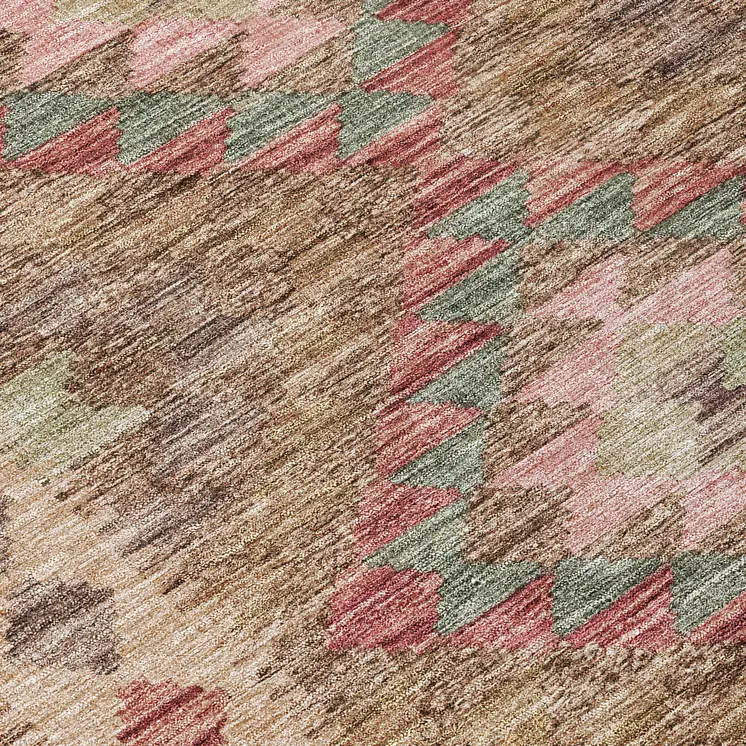 5' X 8' Brown Geometric Washable Indoor Outdoor Area Rug