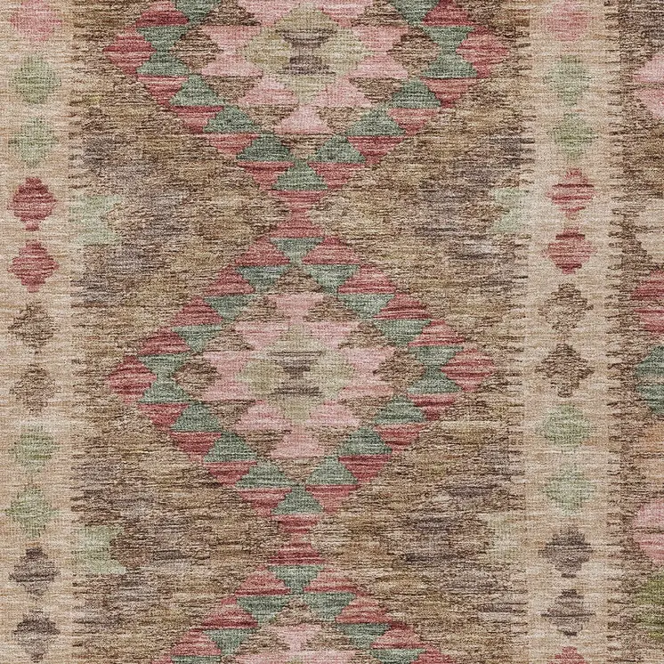 10' X 14' Brown Geometric Washable Indoor Outdoor Area Rug