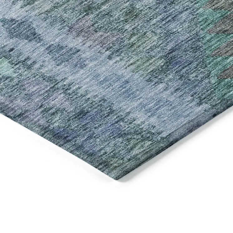 8' X 10' Blue Geometric Washable Indoor Outdoor Area Rug