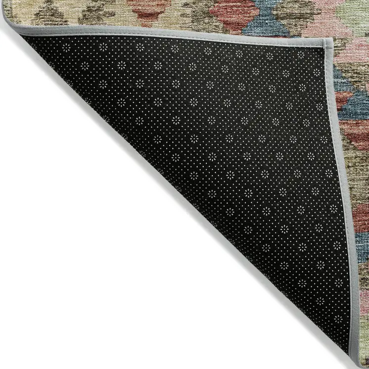 10' X 14' Green Geometric Washable Indoor Outdoor Area Rug