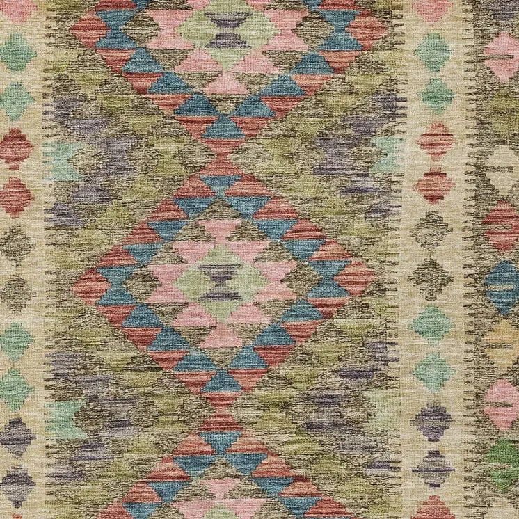 10' X 14' Green Geometric Washable Indoor Outdoor Area Rug