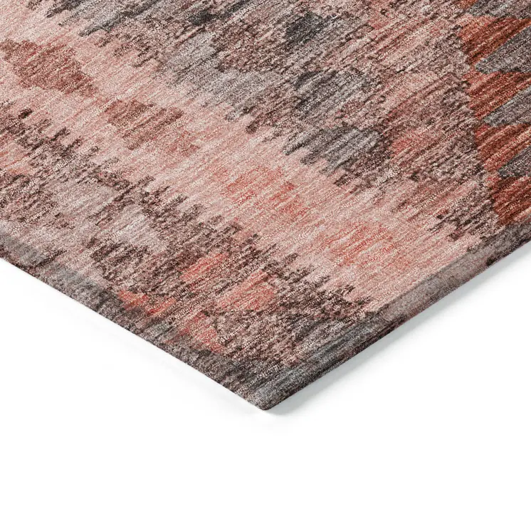 8' X 10' Terra Cotta Geometric Washable Indoor Outdoor Area Rug