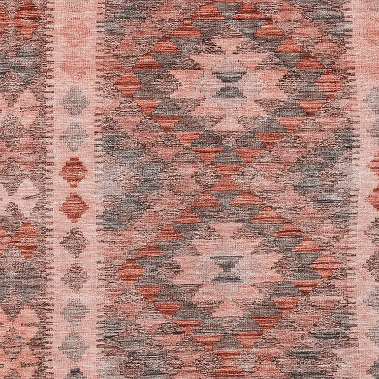 8' X 10' Terra Cotta Geometric Washable Indoor Outdoor Area Rug