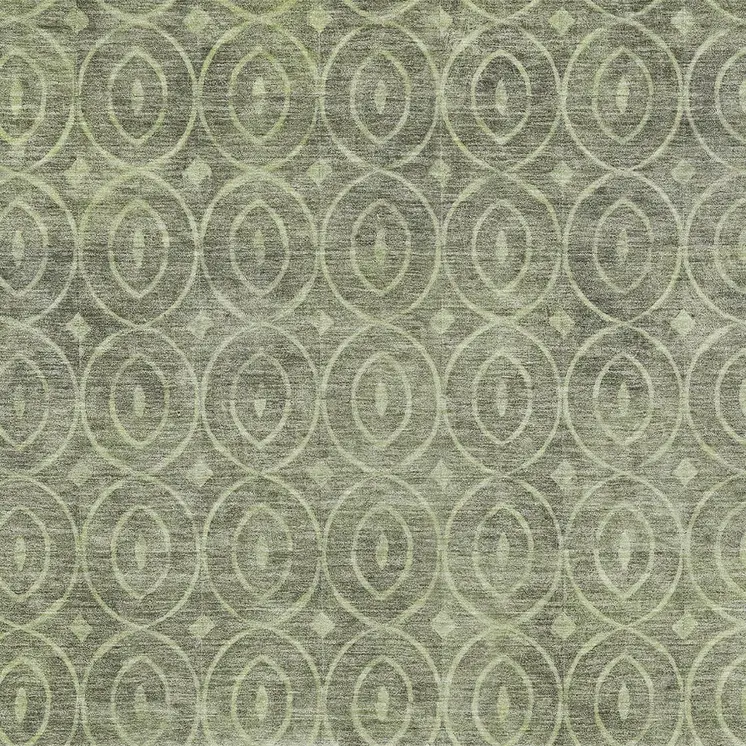 3' X 5' Artichoke Green Geometric Washable Indoor Outdoor Area Rug