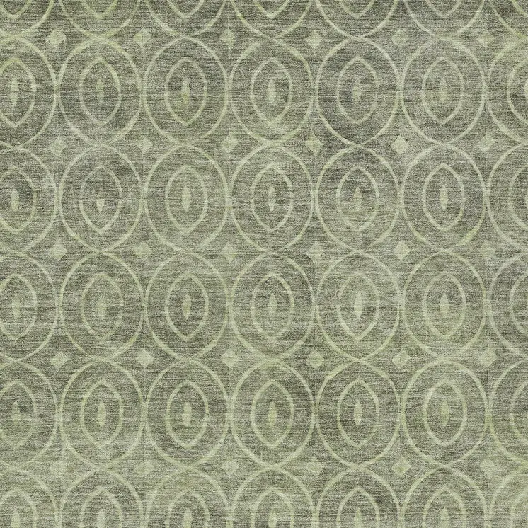 5' X 8' Artichoke Green Geometric Washable Indoor Outdoor Area Rug