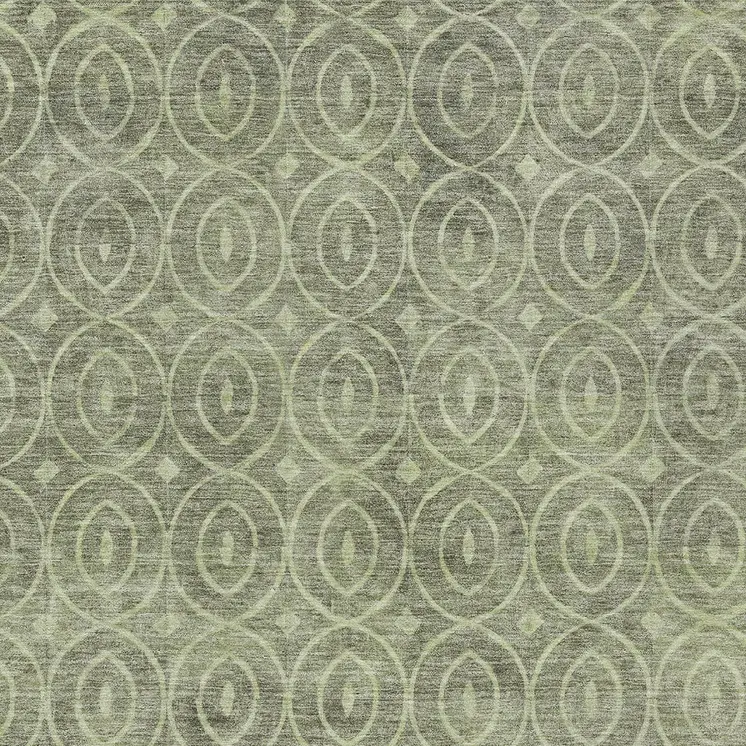 9' X 12' Artichoke Green Geometric Washable Indoor Outdoor Area Rug