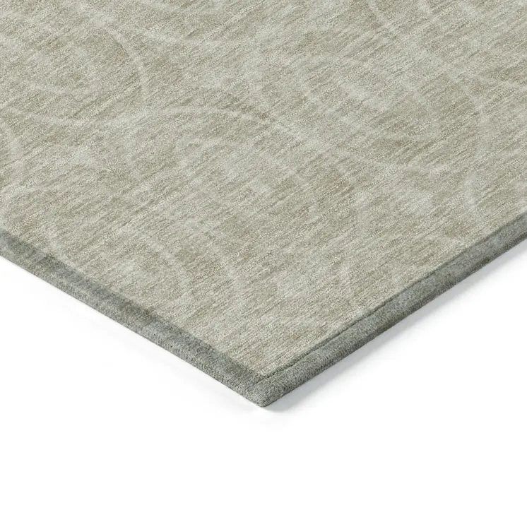 5' X 8' Beige Geometric Washable Indoor Outdoor Area Rug