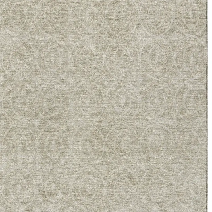 5' X 8' Beige Geometric Washable Indoor Outdoor Area Rug