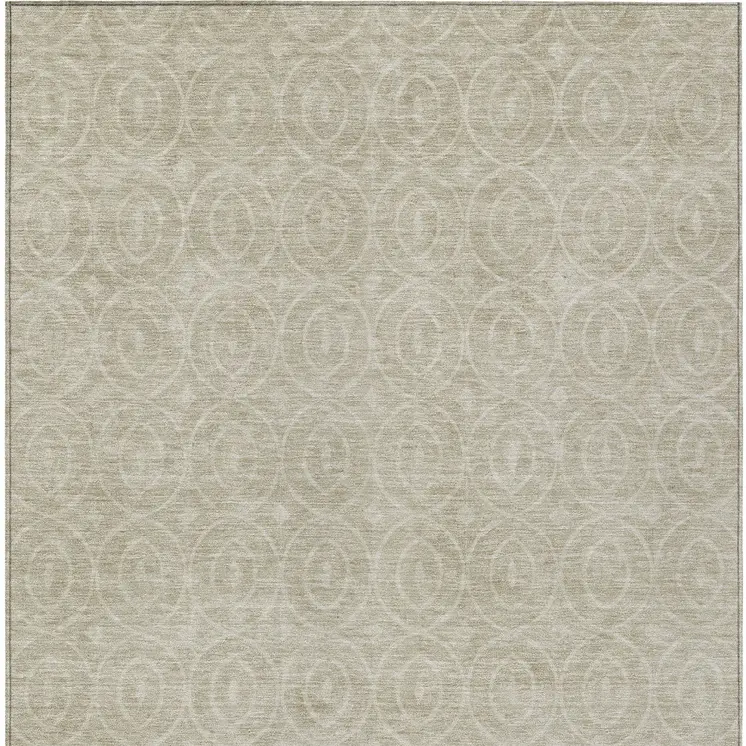 8' X 10' Beige Geometric Washable Indoor Outdoor Area Rug