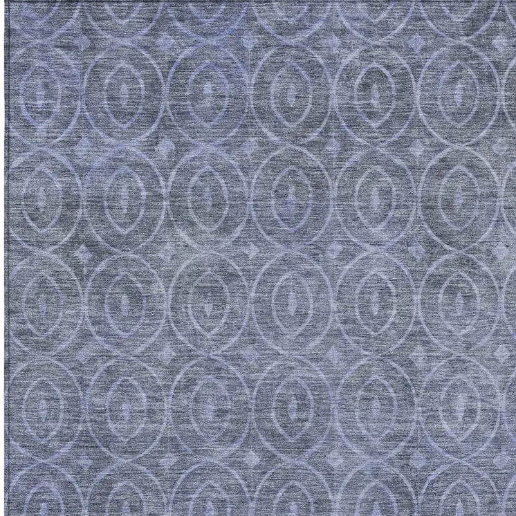 3' X 5' Denim Blue Geometric Washable Indoor Outdoor Area Rug